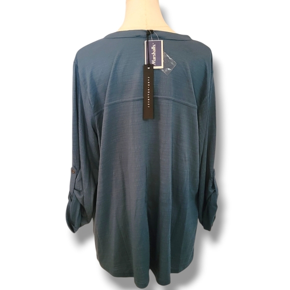 JANE + DELANGEY - 1X V Neck Rustic Blue Blouse - Picture 3 of 9